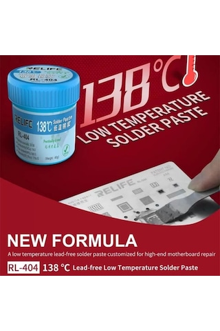 Relıfe Rl-404 Krem Lehim Solder Paste 40G 138°C Düşük Kaynama