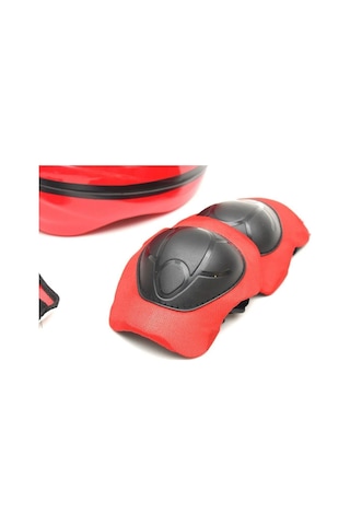 Çocuk Kask Dizlik Dirseklik Eldiven Koruyucu Set 7 Parça Kırmızı