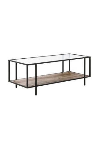 Adeline Siyah Metal Cam&ahşap Orta Sehpa