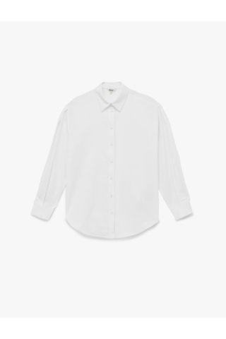 Koton Regular Fit Pile Detaylı Uzun Kollu Poplin Gömlek Beyaz 6wak60070uw Beyaz