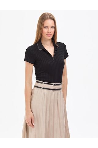 Pierre Cardin Kadın Siyah Tişört Basic 50320697-vr046