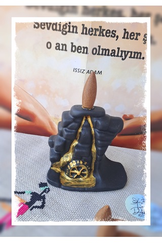 Su Değirmeni Ve Taş Kule Tasarım El Yapımı Geri Akış Konik Tütsülük Mistik Obje