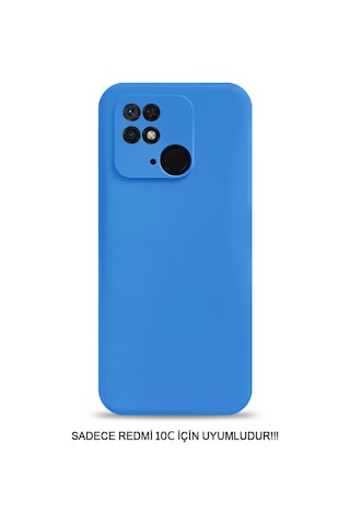 Redmi 10c / Poco C40 Uyumlu Kamera Korumalı Darbeye Dayanıklı Renk Atmayan Fab Silikon Kılıf Mavi