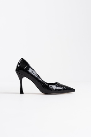 Harper Kadın Siyah Kroko Rugan Stiletto Siyah