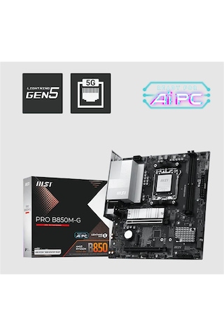 Msı Pro B850m-g Ddr5 8200mt/s 1xhdmı 1xdp 2xm.2 Usb Matx Am5 Amd Am5 9000/8000/7000 Seri İle Uyumlu