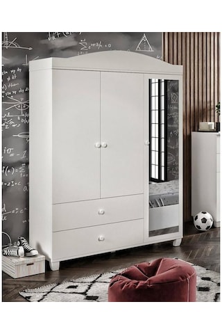 Torıno Aynalı 3 Kapaklı 2 Çekmeceli 8 Bölmeli Gardrop