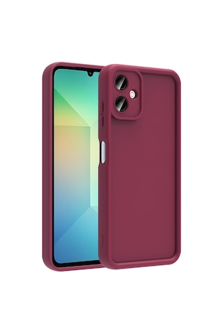Samsung Uyumlu Galaxy A07 Kılıf Kamera Korumalı Zore Ananas Kapak - Mürdüm Mürdüm