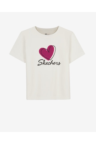 Skechers G Regular Hearty T-shirt Büyük Kız Çocuk Beyaz Sk2620130-3855