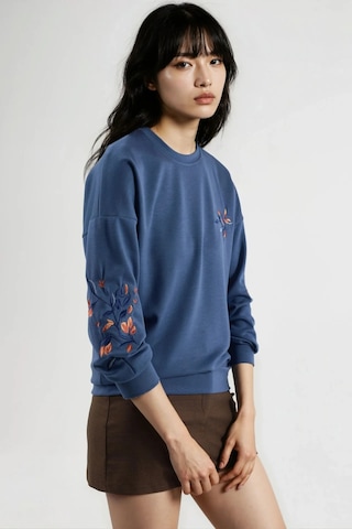 Hiccup Bersan Kadın Bisiklet Yaka Sweatshirt Fas Mavisi
