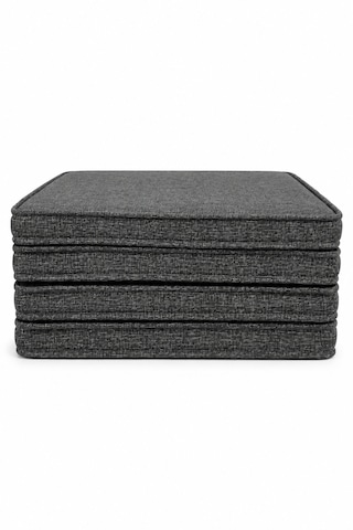 Keten Fitilli 53x46 Cm Sandalye Ölçüsüne Uygundur. 4 Parça Sandalye Koltuk Minder Seti Antrasit