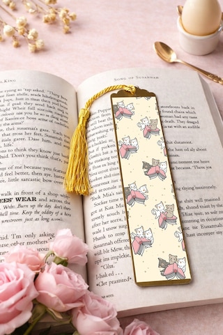 Sanatsal Tablo Temalı Metal Kitap Ayracı Minik Kediler