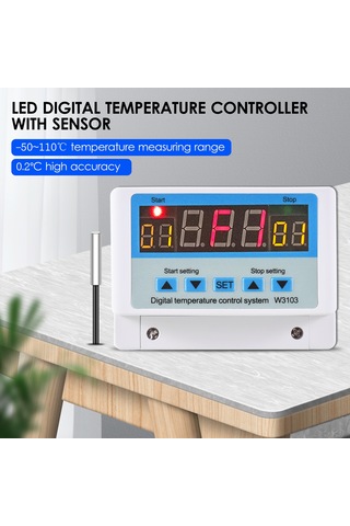 Xindoker Çok Amaçlı Sıcaklık Kontrol Cihazı: 10a/30a, 12v/24v/110-220v, -50 110 , Ntc10k/b3435, 96x70x46mm