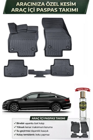 Volkswagen Arteon 2017 Model Aracınıza Özel Üretim Esnek Kauçuk Paspas Takımı