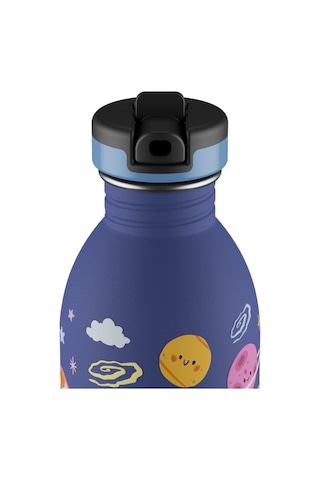 Kids Bottle Space Friends Pipetli Paslanmaz Çelik Çocuk Su Matarası 500 Ml Mor