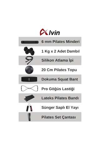 9 Parçalı Pilates Ve Fitness Seti Pilates Minderi, Dambıl, Squat Band Ve Daha Fazlası