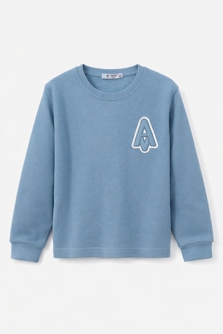 Tanem Kids Erkek Çocuk Jakarlı Mavi Örme Sweatshirt Mavi