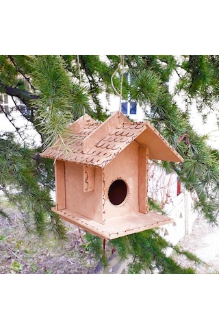 Dekoratif Ahşap Kuş Evi Yuvası Boyanabilir Dayanıklı