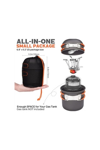 Createtech Yeşil Tencere Tava Sırt Seti, Paslanmaz Çelik Katlanabilir Çatal Kaşık İle Açık Hava Pişirme Çantası Kp Yeşil