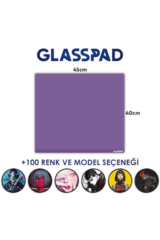 Glasspad Cam Mouse Pad - Premium Temperli Cam - 45x40 Cm Medium Lila