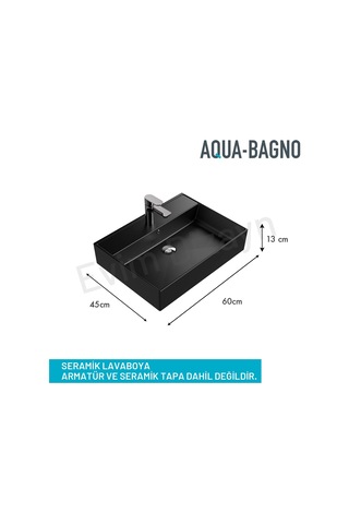 Aqua Bagno Plan Lavabo 60 x 45 CM Mat Siyah
