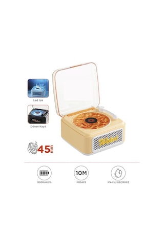 Nostalji Plak Görünüm Mini Dekor Waves Bt Işıklı Müzik Çalar Saat Tf Kart Aux Özellikli