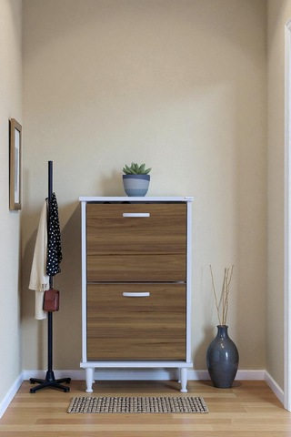 Eliusta Kalvo 52 Cm Genişlikte Ceviz Renk Ayakkabılık 52x86x26 Cm Ayaklı Ayakkabılık Ceviz
