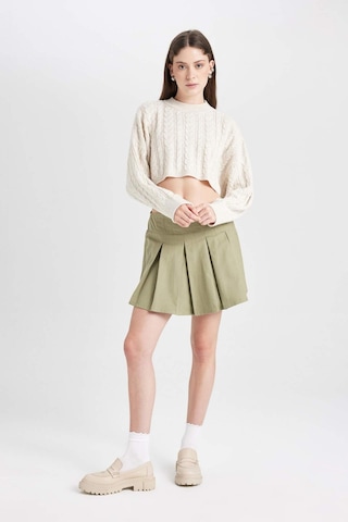 Defacto Coool Piliseli Normal Bel Basic Düz Gabardin Mini Etek D5265AX24AUKH461 Haki