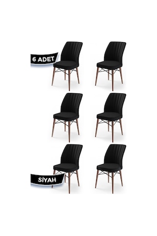 Canisa Concept Flex Serisi Siyah Renk /gürgen Ayaklı Sandalye 6 Adet Siyah