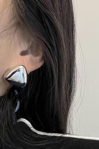 Caş Dekorasyon Gümüş Renk Çelik Küpe- Çift Gümüş