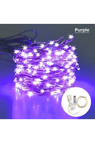 Mor Noel Led Işıkları 10 M Peri Işık Usb Yeni Yıl Düğün Parti Tatil Festoon Açık Sokak Çelenk Odası Aydınlatma Süslemeleri Mor