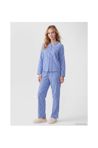 Lcw Dream Lacivert Bebe Yaka Ekose Kadın Pijama Takım