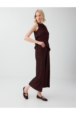 Jimmy Key Jimmy Key Acı Kahve Normal Bel Pliseli Örme Pantolon 6sw187758803 Acı Kahverengi