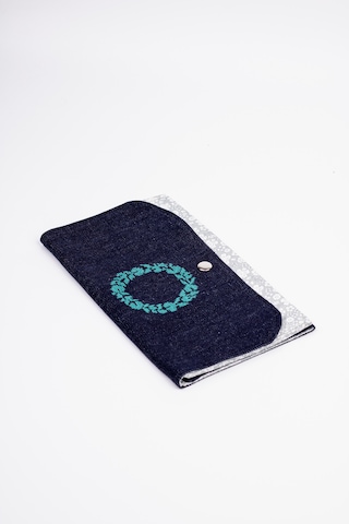 Fabric Craft Bag Kadın Kumaş Cüzdan Nakışlı Lacivert - Yeşil