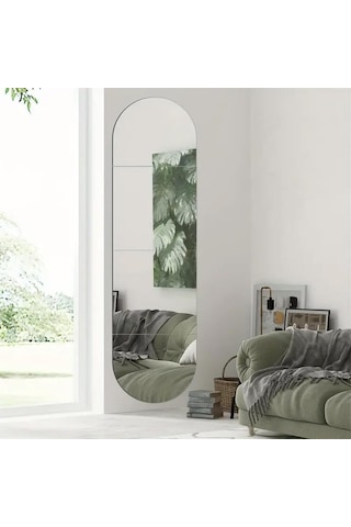 Oval Kenar Pleksi Kare Ayna 30x120cm - Silver Diğer