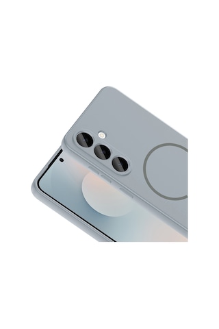 Vendas Samsung Uyumlu Galaxy A36 Kılıf M-safe Şarj Özellikli Zore Meta Kapak + Hayalet Ekran Koruyucu Titanyum Gri