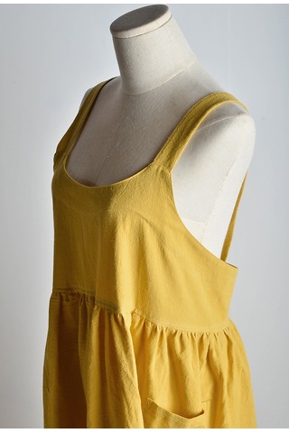 Dianziye Gönüllü Kumaş Mutfak Fırın Çalışma Apronu - Logo Baskılı, Dayanıklı, Tabanlı Model, Sarı, Tek Beden