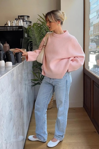 Flex Fashıon Bisiklet Yaka Pembe Oversize Triko Kadın Kazak Pnk - 730329404 Pnk - 730329404 Pnk