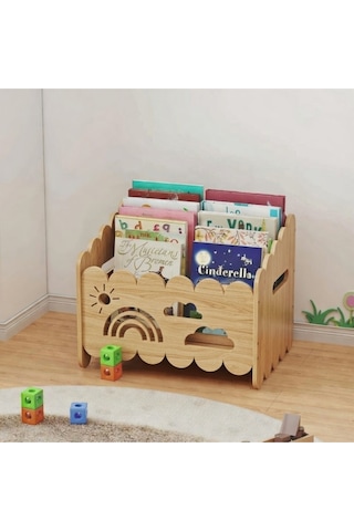 Montessori Ahşap Oyuncak Ve Kitap Saklama Kutusu Doğal
