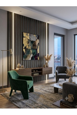 Polimer Greygold Duvar Ofis Tv Arkası Koridor Dekoratif Panel 5 Adet 55 Cm