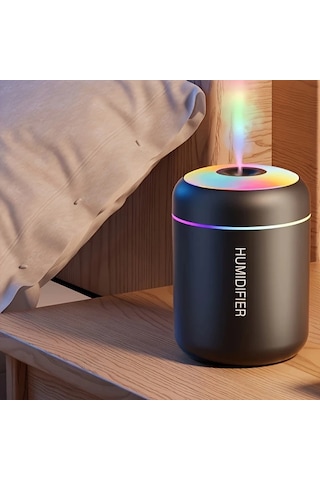 Carrier Siyah Sessiz Usb Güçlü Mini Nemlendirici Renkli Led Işık Yatak Odası Oturma Odası Ofis Dekoru Modern Plastik Nemlendirici