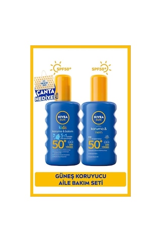 Nivea Koruma Nemlendirici Güneş Spreyi Spf50+ 200 ML + Nivea Koruma Nemlendirici Çocuklar İçin Hassas SPF50 200 ML+Çanta