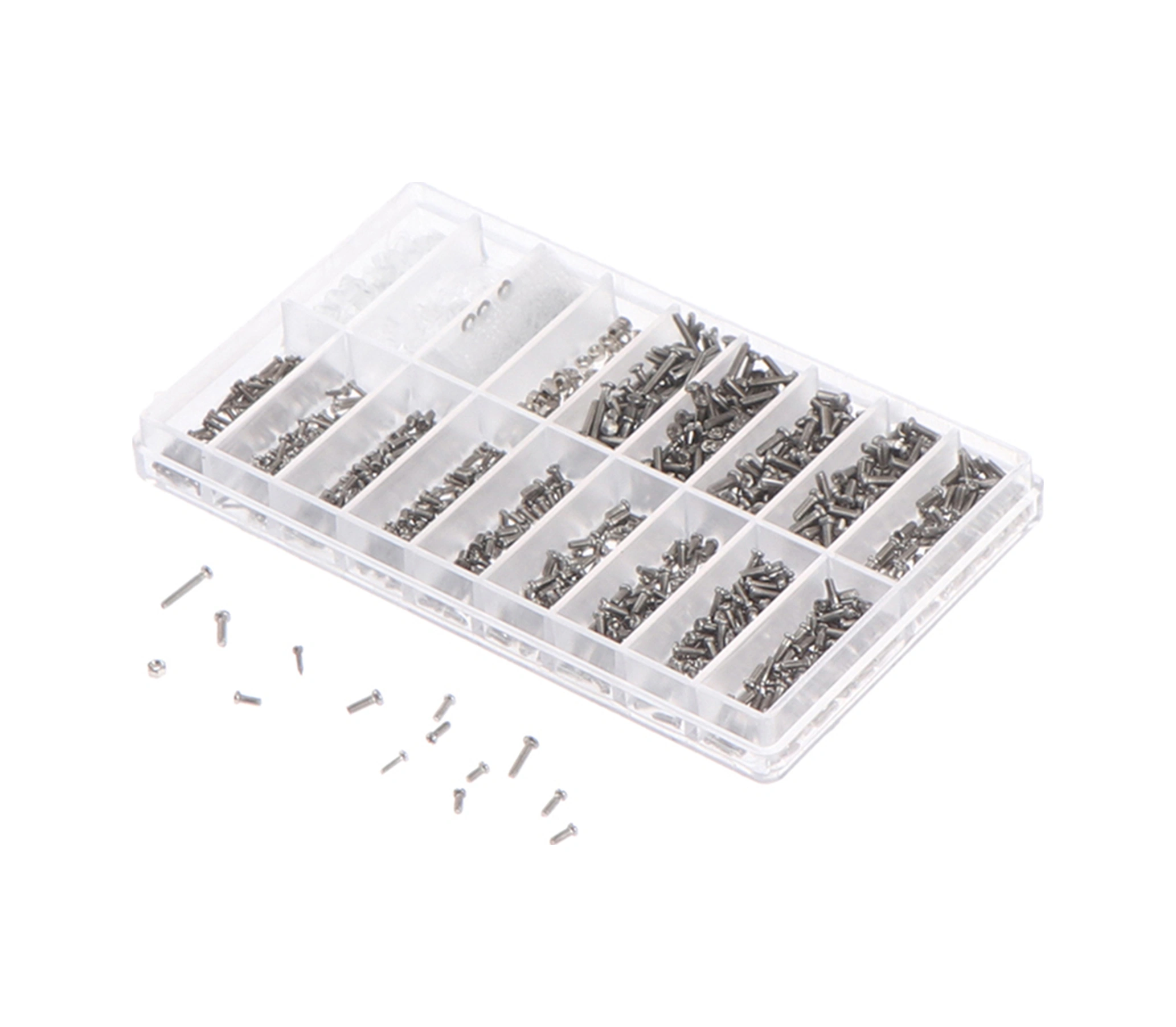 Folinda Gözlük Ve Saat Tamiri İçin 1000 Adet Çeşitli Somun, Yedek Parçalar, Tornavida Ve Pinçerle Bölmeli Kutulu Set