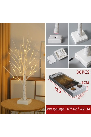 Mufunye 60cm Yüksek 24 Led Işıklandırmalı Beyaz Ağaç Dekoratif Lambası, Zamanlama Fonksiyonu İle Noel, Parti Ve Ev Dekorasyonu Için Isınma Işığı Diğer