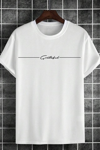 Erkek Baskılı Oversize Tshirt Beyaz