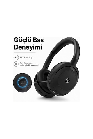 PELL T900 ANC Kablosuz Bluetooth 5.3 Kulak Üstü Kulaklık, Aktif Gürültü Engelleyici Kulaklık - Siyah