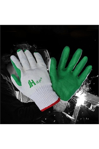 Tangshopping 12pcs Kaymaz Aşınmaya Dayanıklı Emek Koruma Eldivenleri Şantiye Inşaat Işleri Kalınlaşma Soğuk Geçirmez Bahçe Ev Yeşil8