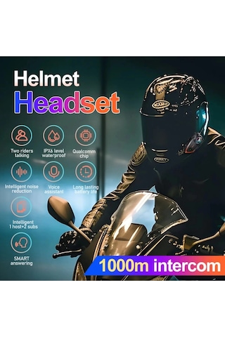 Yeni Model Y80-2x Motosiklet İntercom 2 Kişilik Bağlantı Rgb Işıklı Bluetooth Kulaklık Seti