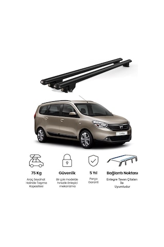 Kanca Dacia Lodgy 2012 Ve Sonrası Uyumlu Siyah Kilitli Ara Atkı 120cm Port Bagaj Tavan Barı