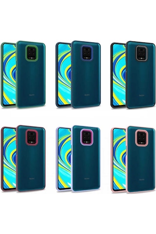 Noktaks - Redmi Note 9s Uyumlu Kılıf Koruyucu Arkası Şeffaf Renkli Kenarlı Flora Kapak - Kırmızı - T22865
