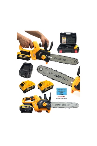 Germany Style 8007VFX Çift Akülü Otomatik Yağlamalı Dal Budama Makinesi Odun Ağaç Kesme Testeresi